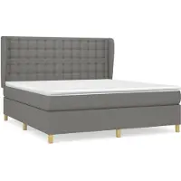 Syfax Cama box spring con colchón tela gris oscuro 180x200 cm