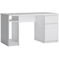 Wójcik Escritorio Fribo de 135,5 x 75 x 65 cm con cajón, ideal para el despacho, color blanco