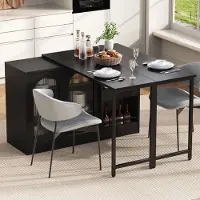 Flieks Mesa extensible "", mesa alta giratoria de 360 grados con espacio de almacenamiento, mesa de cocina, barra de café con armario, mesa reversible, aparador, color