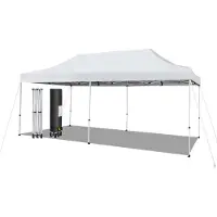 Costway , Pabellón plegable de 3x6 metros, con ruedas, protección UV 50+, impermeable, resistente, ideal para fiestas, toldo pop-up para jardín, festivales, fiestas y jardín, color blanco