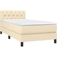 Syfax Cama box spring con colchón tela color crema 80x200 cm