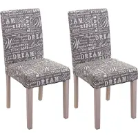 Mendler Conjunto de 2 sillas de comedor Littau, silla para cocina Tapizado en tela con estampado, color gris, patas de estructura de roble