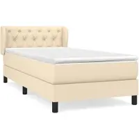 Syfax Cama box spring con colchón tela color crema 80x200 cm