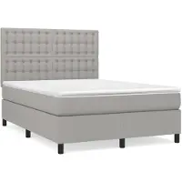 Syfax Cama box spring con colchón tela gris claro 140x200 cm