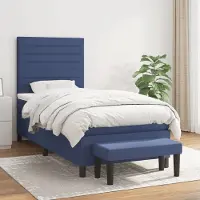 Prolenta Maison Exclusive: Base de cama con somier y colchón, color azul, 80x200 cm, material textil