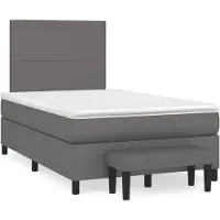 Syfax Cama box spring con colchón cuero sintético gris 120x190 cm
