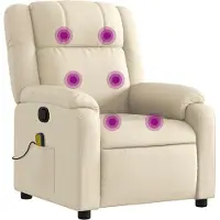 Syfax Sillón reclinable de masaje tapizado en tela color crema