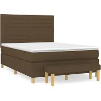 Syfax Cama box spring con colchón tela marrón oscuro 140x190 cm