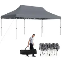 Costway , pabellón de 3x6 metros con bolsa de transporte, tienda de campaña plegable para fiestas, altura ajustable, resistente al agua, protección UV 50+