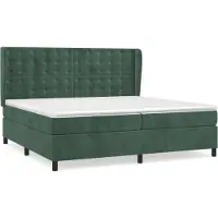 Syfax Base de cama con somier, color verde oscuro, 200x200 cm, tapizada en terciopelo