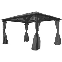 The Living Store Pabellón "" con cortinas, color antracita, aluminio, 400 x 300 cm