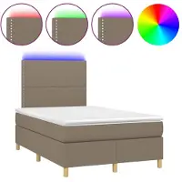 Syfax Cama box spring con colchón y LED tela gris taupe 120x200 cm