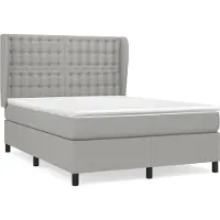 Syfax Cama box spring con colchón tela gris claro 140x190 cm
