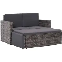 Syfax Set de muebles de jardín 2 pzas y cojines ratán sintético gris