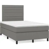 Syfax Cama box spring con colchón tela gris oscuro 120x200 cm