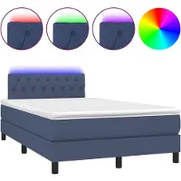 Syfax Cama box spring con colchón y LED tela azul 120x200 cm