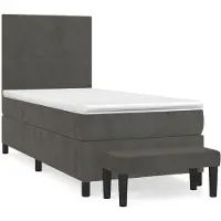 Syfax Cama box spring con colchón terciopelo gris oscuro 90x200 cm
