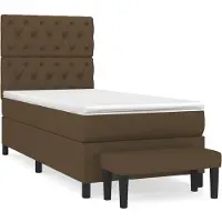 Syfax Cama box spring con colchón tela marrón oscuro 80x200 cm