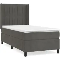 Syfax Cama box spring con colchón terciopelo gris oscuro 90x200 cm