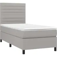 Syfax Cama box spring con colchón tela gris claro 100x200 cm