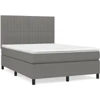 Syfax Cama box spring con colchón tela gris oscuro 140x200 cm