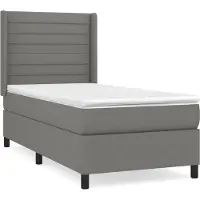 Syfax Cama box spring con colchón tela gris oscuro 90x200 cm