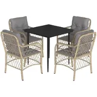Syfax Set comedor de jardín 5 pzas con cojines ratán sintético beige