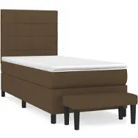 Syfax Cama box spring con colchón tela marrón oscuro 90x200 cm