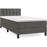 Syfax Cama box spring con colchón terciopelo gris oscuro 80x200 cm