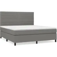 Syfax Cama box spring con colchón tela gris oscuro 160x200 cm