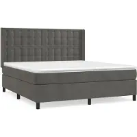 Syfax Cama box spring con colchón terciopelo gris oscuro 160x200 cm