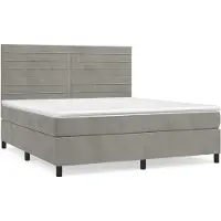 Syfax Cama box spring con colchón terciopelo gris claro 180x200 cm