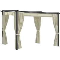 Syfax Cenador con cortinas acero color crema 3x3 m
