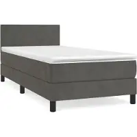 Syfax Cama box spring con colchón terciopelo gris oscuro 80x200 cm