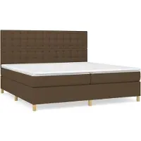 Syfax Cama box spring con colchón tela marrón oscuro 200x200 cm