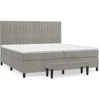 Syfax Cama box spring con colchón terciopelo gris claro 200x200 cm