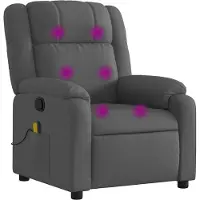 Syfax Sillón reclinable de masaje con tapicería gris oscuro