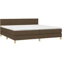 Syfax Cama box spring con colchón tela marrón oscuro 200x200 cm
