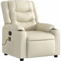Syfax Sillón reclinable de masaje de piel sintética color crema