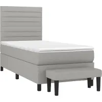 Syfax Cama box spring con colchón tela gris claro 90x190 cm