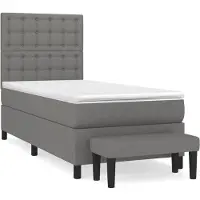 Syfax Cama box spring con colchón tela gris oscuro 90x200 cm
