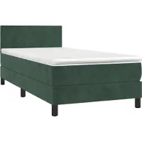 Syfax Cama box spring con colchón terciopelo verde oscuro 80x200 cm