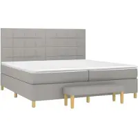 Syfax Cama box spring con colchón tela gris claro 200x200 cm
