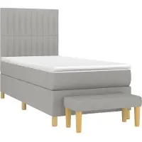 Syfax Cama box spring con colchón tela gris claro 100x200 cm