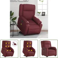 The Living Store Sillón de masaje eléctrico de la marca Living Store, con función de ayuda para levantarse, en color burdeos y tapizado en cuero sintético
