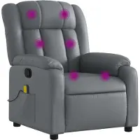 Syfax Sillón reclinable de masaje en piel sintética gris