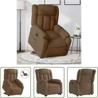 The Living Store Sillón reclinable eléctrico "" con ayuda para levantarse, color marrón, tapizado en tela