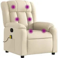 Syfax Sillón reclinable de masaje tapizado en tela color crema