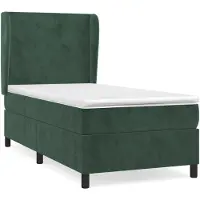 Syfax Base de cama con somier, color verde oscuro, 100x200 cm, tapizada en terciopelo