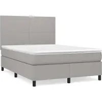 Syfax Cama box spring con colchón tela gris claro 140x200 cm